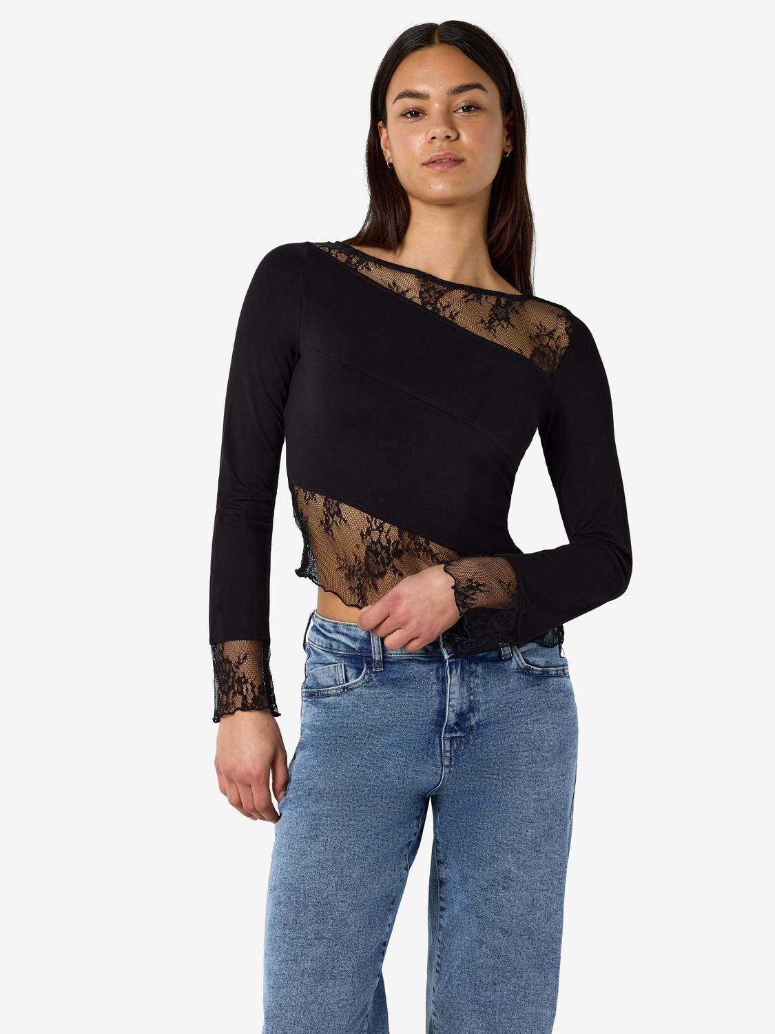 NMTIKA L/S LACE INSERT TOP JRS