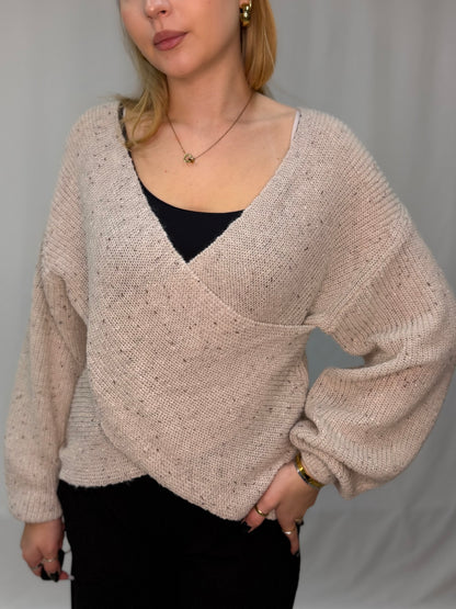 VISULVANA REV V-NECK L/S KNIT TOP