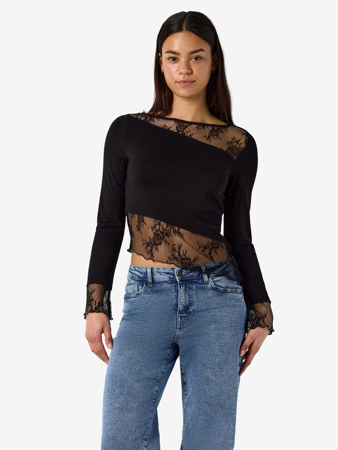 NMTIKA L/S LACE INSERT TOP JRS
