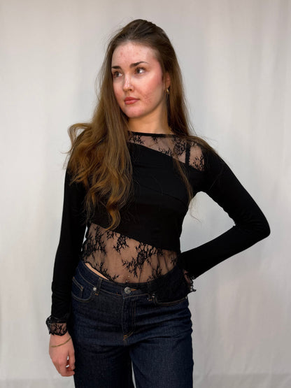 NMTIKA L/S LACE INSERT TOP