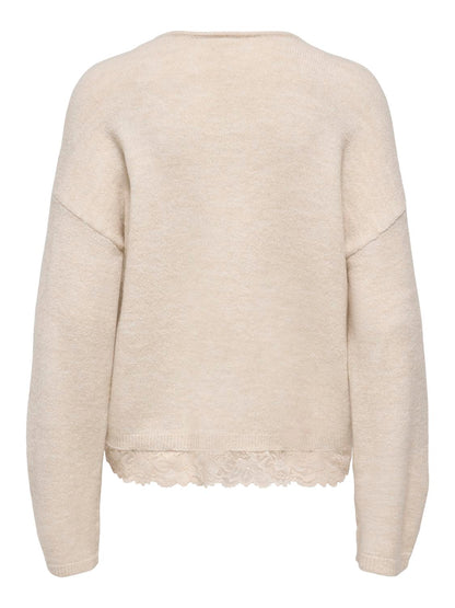 ONLCLOVER LS LACE V-NECK REVERSIBLE KNT