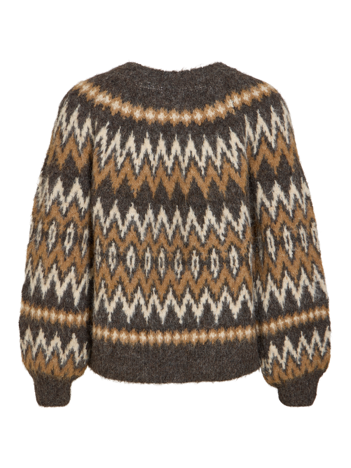 VIBOWS O-NECK L/S JACQUARD KNIT TOP