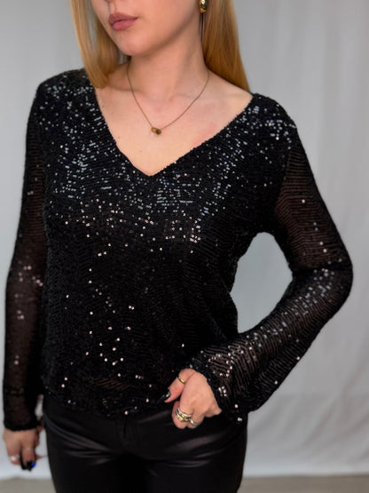 VMCLARISA LS V-NECK 2-WAY SQ TOP