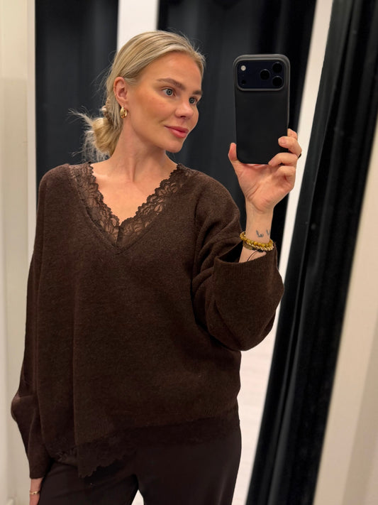 ONLCLOVER LS LACE V-NECK REVERSIBLE KNT