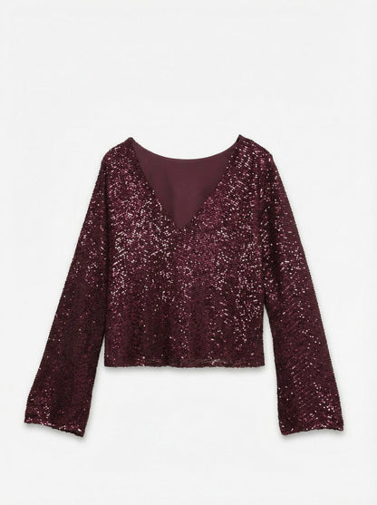 VMCLARISA LS V-NECK 2-WAY SQ TOP