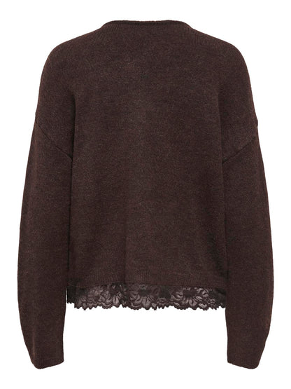 ONLCLOVER LS LACE V-NECK REVERSIBLE KNT