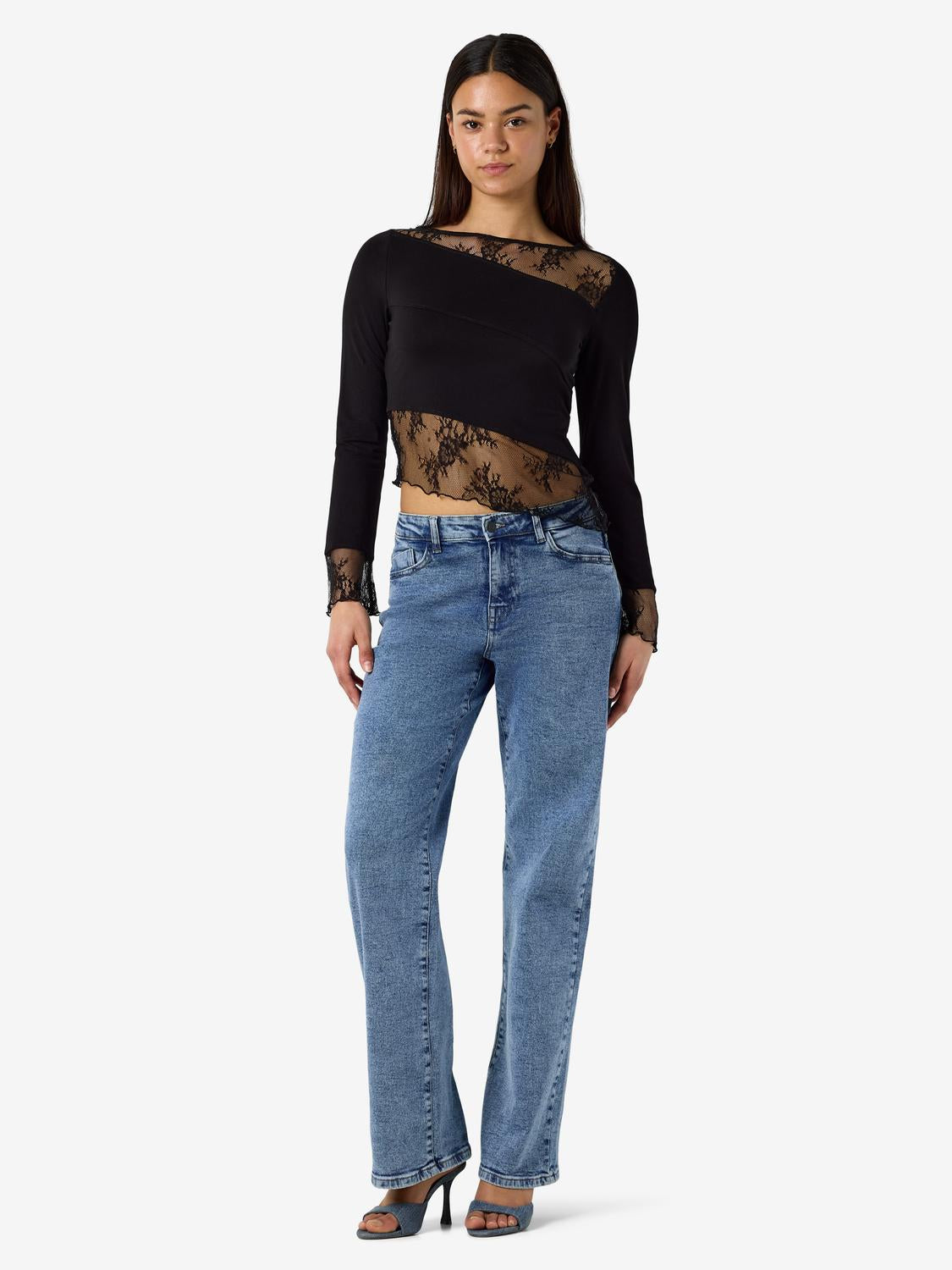 NMTIKA L/S LACE INSERT TOP JRS