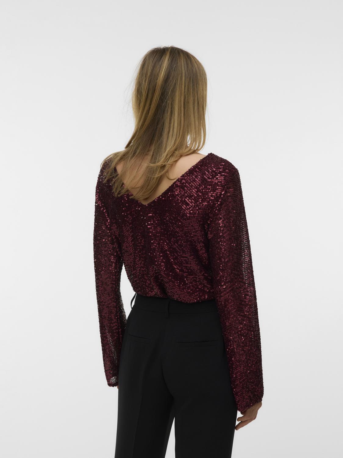 VMCLARISA LS V-NECK 2-WAY SQ TOP