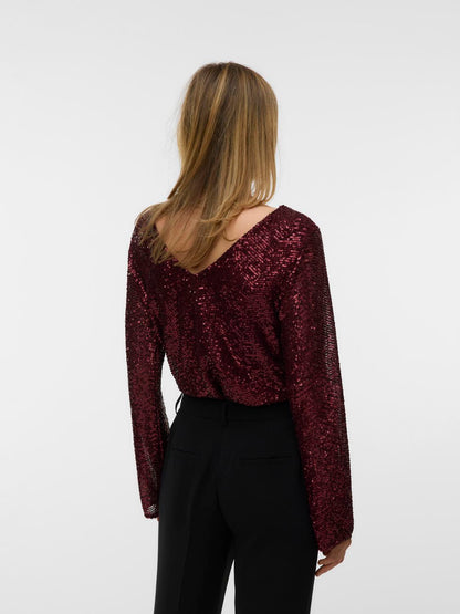 VMCLARISA LS V-NECK 2-WAY SQ TOP