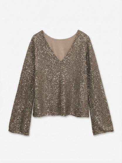 VMCLARISA LS V-NECK 2-WAY SQ TOP