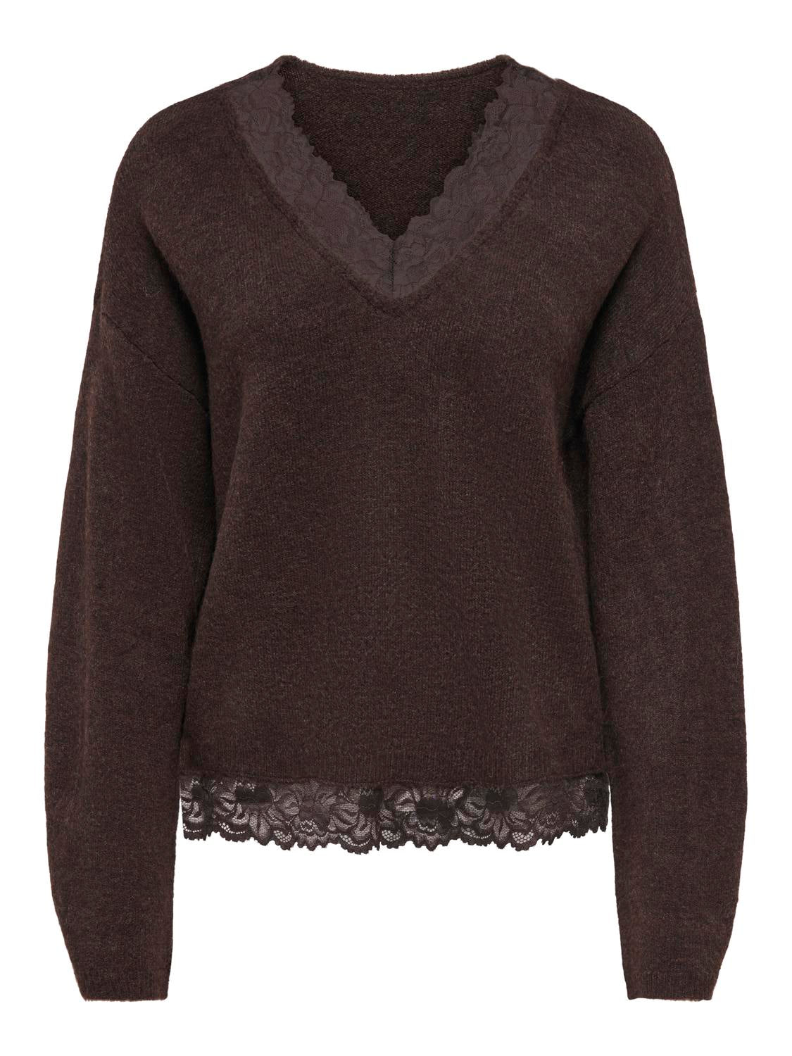 ONLCLOVER LS LACE V-NECK REVERSIBLE KNT