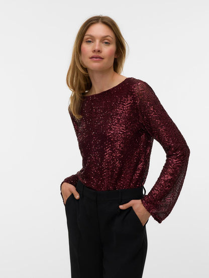 VMCLARISA LS V-NECK 2-WAY SQ TOP