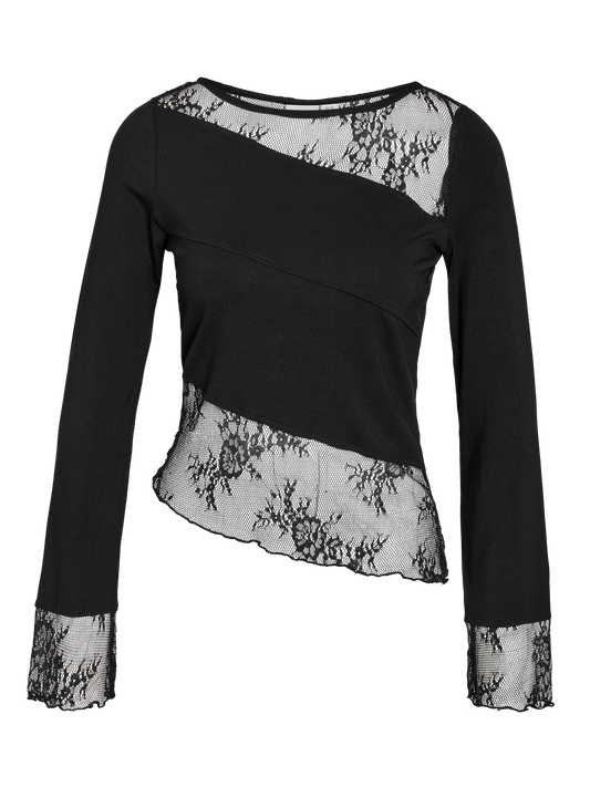 NMTIKA L/S LACE INSERT TOP JRS