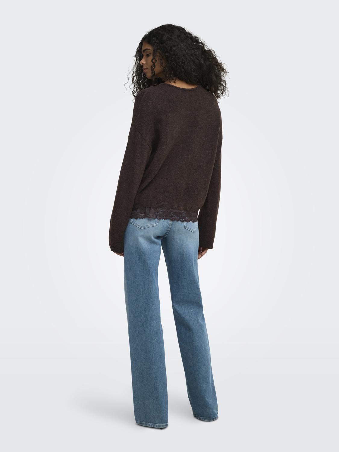 ONLCLOVER LS LACE V-NECK REVERSIBLE KNT