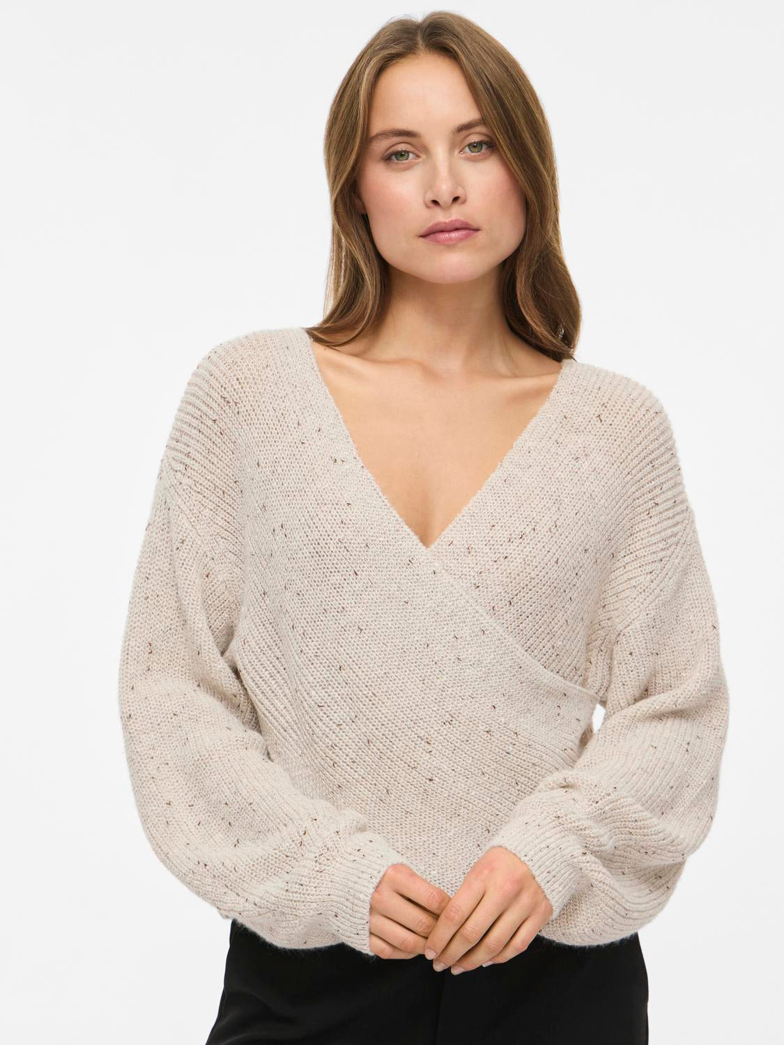 VISULVANA REV V-NECK L/S KNIT TOP