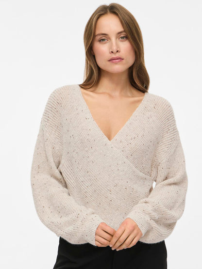 VISULVANA REV V-NECK L/S KNIT TOP