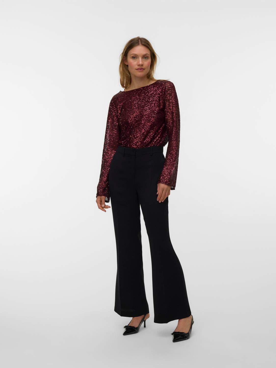 VMCLARISA LS V-NECK 2-WAY SQ TOP