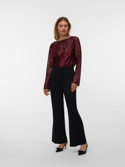VMCLARISA LS V-NECK 2-WAY SQ TOP