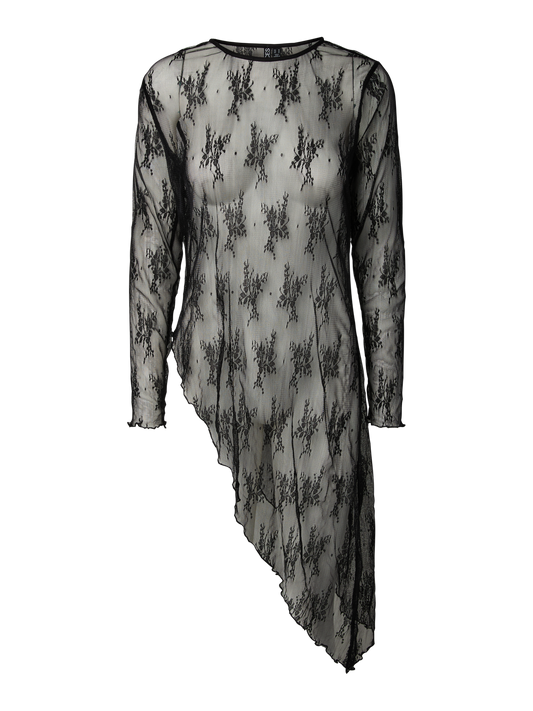 PCANNIE LS ASYMETRIC LACE DRESS
