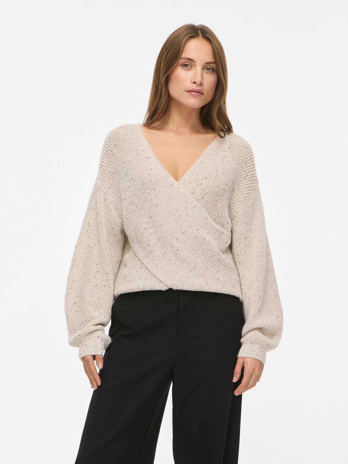 VISULVANA REV V-NECK L/S KNIT TOP